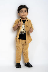 Gusto Newborn Boys Cordroy Jacket & T-Shirt Set